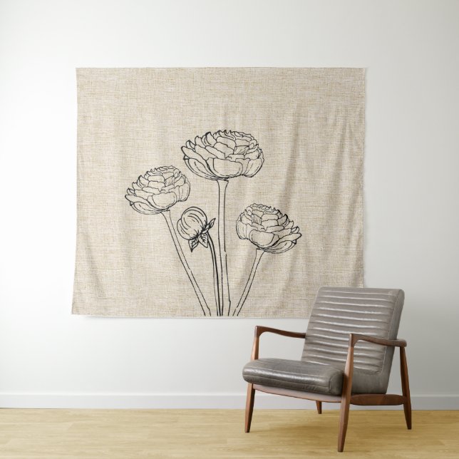 Tapete De Parede Flores Ranunculus em Linen (In Situ (Horizontal))