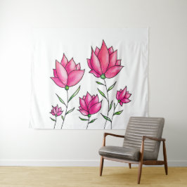 Tapete De Parede Flores Rosa Bonito Cinza Minimalista Arte de Aquar