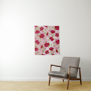 Tapete De Parede Flores Rosa e Vermelha - Floral