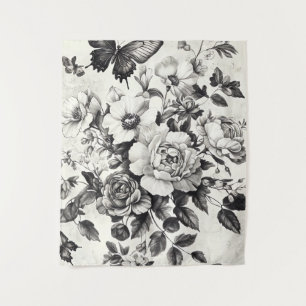 Tapete De Parede Flores russas e borboletas - Papel envelhecido (3)