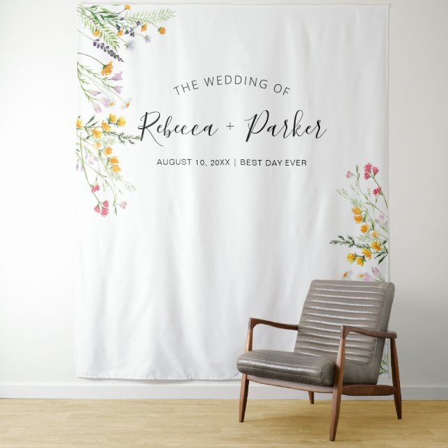 Tapete De Parede Flores selvagens boho WEDDING Backdrop (In Situ)