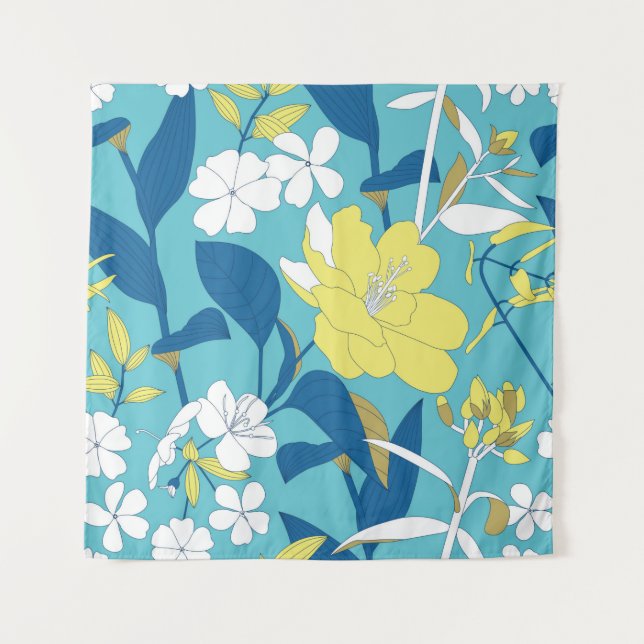 Tapete De Parede Flores selvagens padrão sem costura sobre fundo br (Frente)