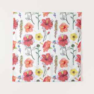 Tapete De Parede Flores silvestres coloridas, ilustração de aquarel