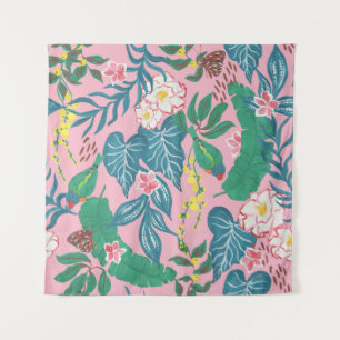 Tapete De Parede Flores tropicais abstrato, padrão de pintura de gu