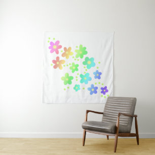 Tapete De Parede Flores Whimsical Rainbow
