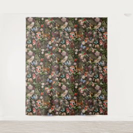 Tapete De Parede Floresta aventura aquarela animais e cogumelos