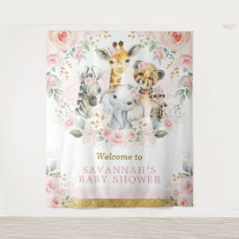 Tapete De Parede Floresta De Animais Bebê Menina Bem-Vinda Com Flor