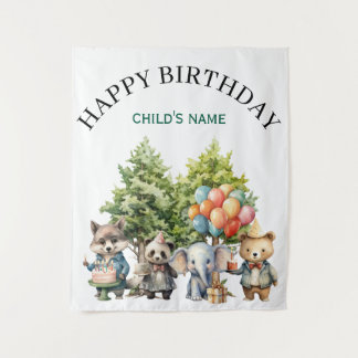 Tapete De Parede Floresta de Aquarela Caprichosa de Aniversário