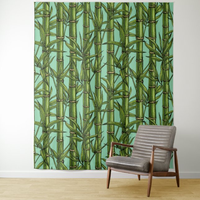 Tapete De Parede Floresta de bambu em azul claro (In Situ)