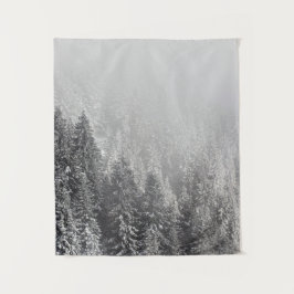 Tapete De Parede Floresta de espadilha de neve envolta em nevoeiro