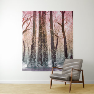 TAPETE DE PAREDE FLORESTA DE NEVE NATUREZA