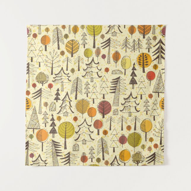 Tapete De Parede Floresta de outono: Padrão Gráfico Invisível. (Frente)