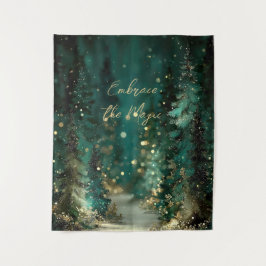 Tapete De Parede Floresta Dourada Verde Teal Mágica Bokeh