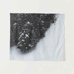 Tapete De Parede Floresta e neve de espadilha branca e preta
