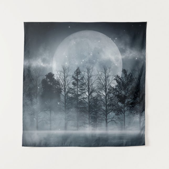 Tapete De Parede Floresta Escura Luar: Cena Lua (Frente)