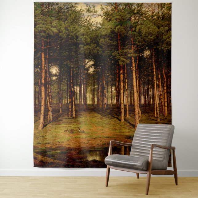 Tapete De Parede Floresta Fir em Putte com os coelhos Jean Lamorini (In Situ)