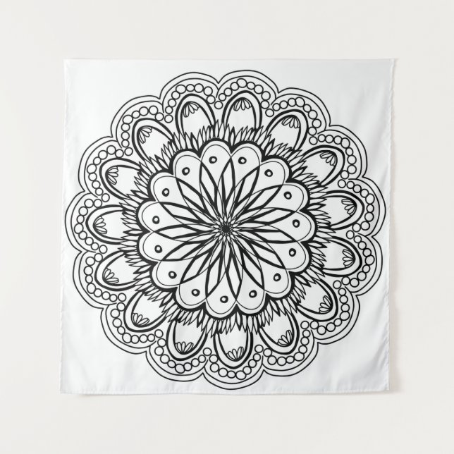 Tapete De Parede Flowers mandala hand drawing (Frente)