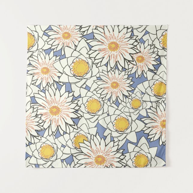 Tapete De Parede Flowers pattern lotus lily (Frente)