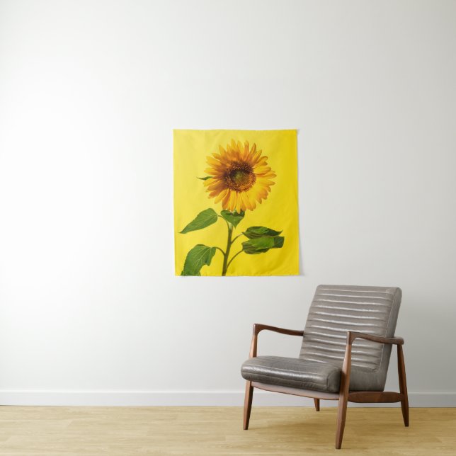 Tapete De Parede Flowers | Sunflower on Yellow (In Situ)