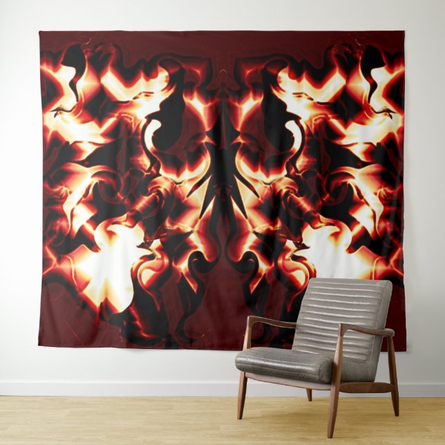 Tapete De Parede Fogo esculpida sobre fundo vermelho mais escuro (In Situ (Horizontal))