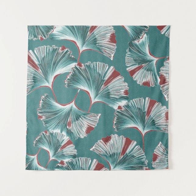 Tapete De Parede Folha de Ginkgo Biloba, padrão de toalha. (Frente)