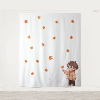 Tapete De Parede Folha de outono com um menino fofo