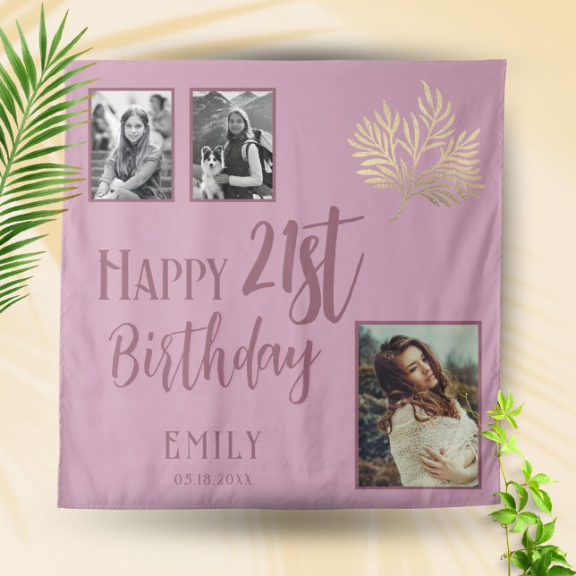 Tapete De Parede Folhagem 3 Fotográfica Dourada de aniversário de 2 (Criador carregado)