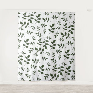 Tapete De Parede Folhagem com Folhas Verdes em Branco