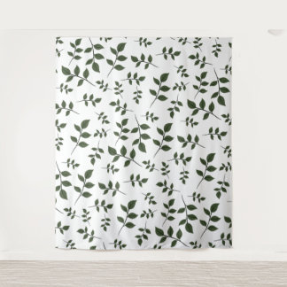 Tapete De Parede Folhagem com Folhas Verdes em Branco