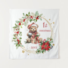 Tapete De Parede Folhagem de Ursos de Teddy Poinsettia Bebê 1rua Na