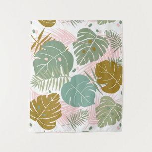 Tapete De Parede Folhagem Tropical - Padrão De Monstera E Folha De