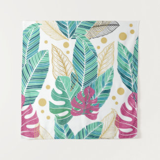 Tapete De Parede Folhas botânicas tropicais, design de colheita con