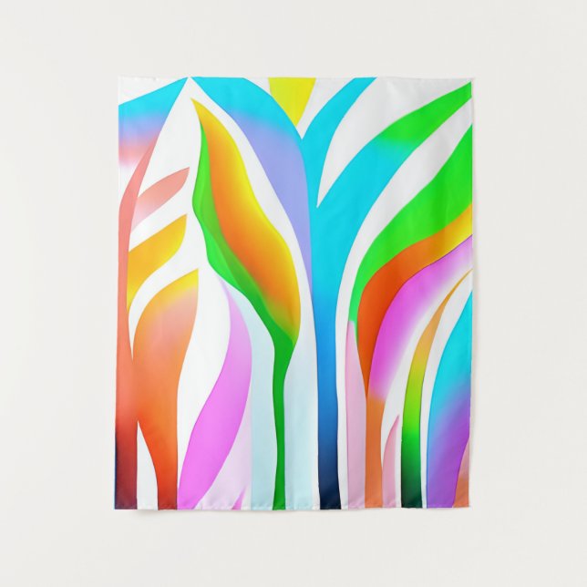 Tapete De Parede Folhas de abstrato em Pastéis multicoloridos (Frente)