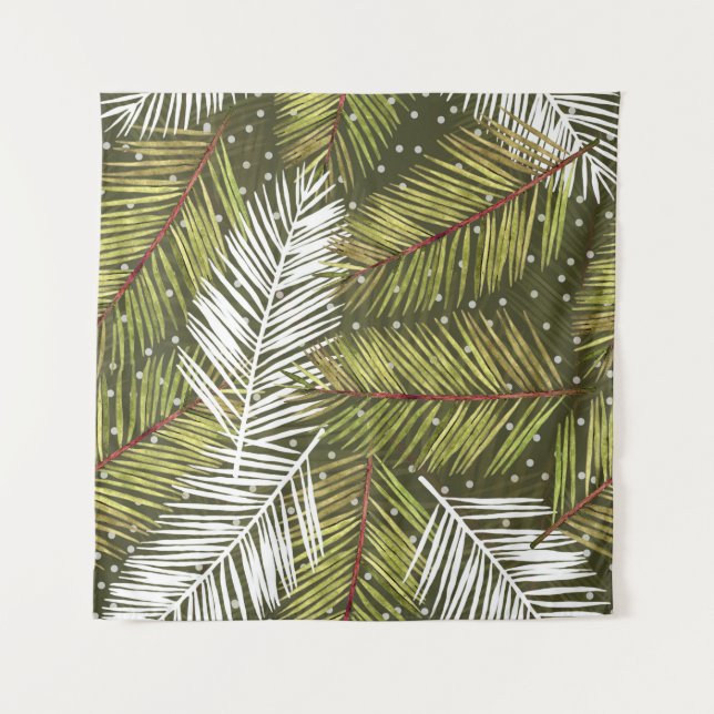 Tapete De Parede Folhas de Aquarela Verde: Ilustração Invisível (Frente)