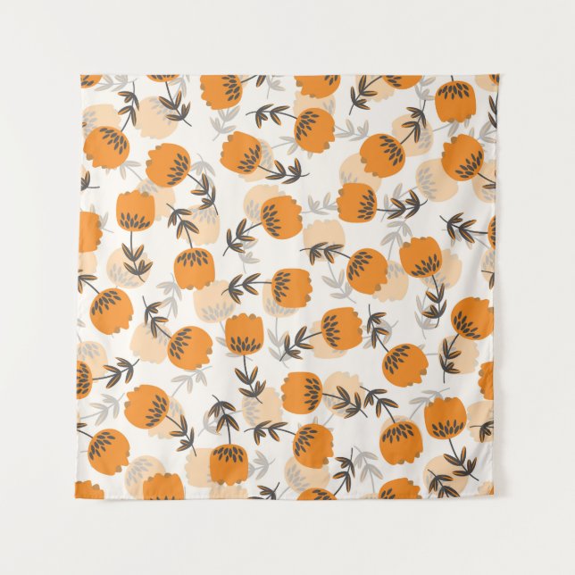 Tapete De Parede Folhas de Arte Folclórica Estilo Escandinavo (Frente)