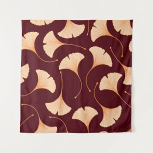 Tapete De Parede Folhas de Ginkgo Biloba, padrão floral uniforme.