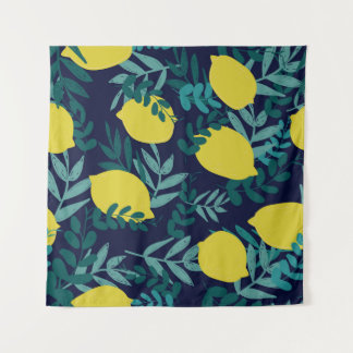 Tapete De Parede Folhas de limão: fundo de ilustração vintage.