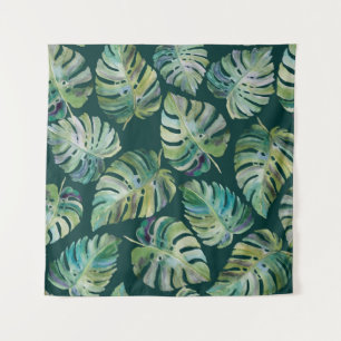 Tapete De Parede Folhas de monstera exótica de plantas tropicais. 