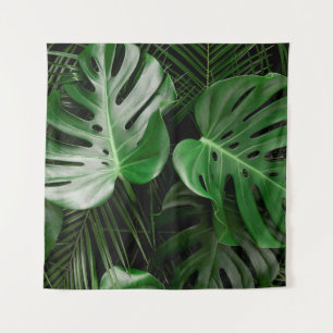 Tapete De Parede Folhas de monstera verde e palmeiras