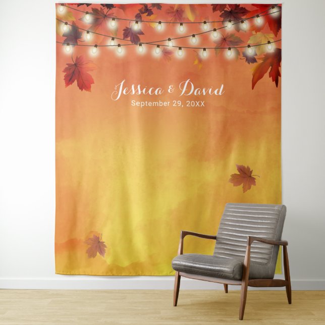 Tapete De Parede Folhas de Outono em Aquarela Casamento Elegante de (In Situ)