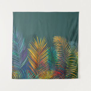 Tapete De Parede Folhas de palma de cor tropical. Folhas de neto-ar