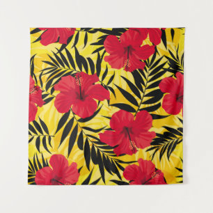 Tapete De Parede Folhas de palma de flores tropicais, padrão de col