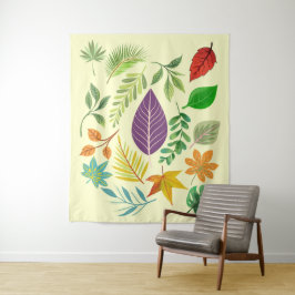 Tapete De Parede Folhas de queda russas com Folha Botânica Antica