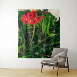 Tapete De Parede Folhas e Flores da Planta Coral