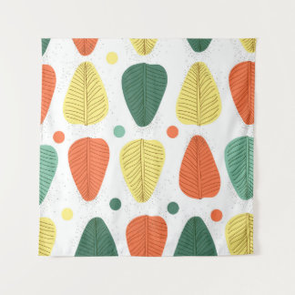 Tapete De Parede Folhas pintadas coloridas, brilhante fundo de negó