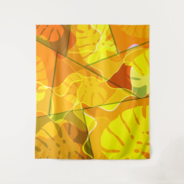 TAPETE DE PAREDE FOLHAS TROPICAIS ABSTRATAS (Frente)