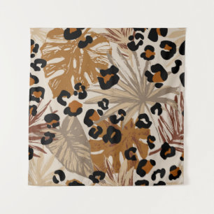 Tapete De Parede Folhas tropicais abstrato e camouf-leopardo-grunha