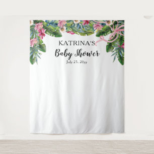 Tapete De Parede Folhas Tropicais Chuveiro de Bebê Menina Floral