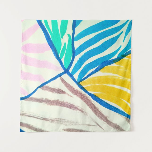 Tapete De Parede Folhas tropicais de Hibiscus ornamento hawaitiano  (Frente)