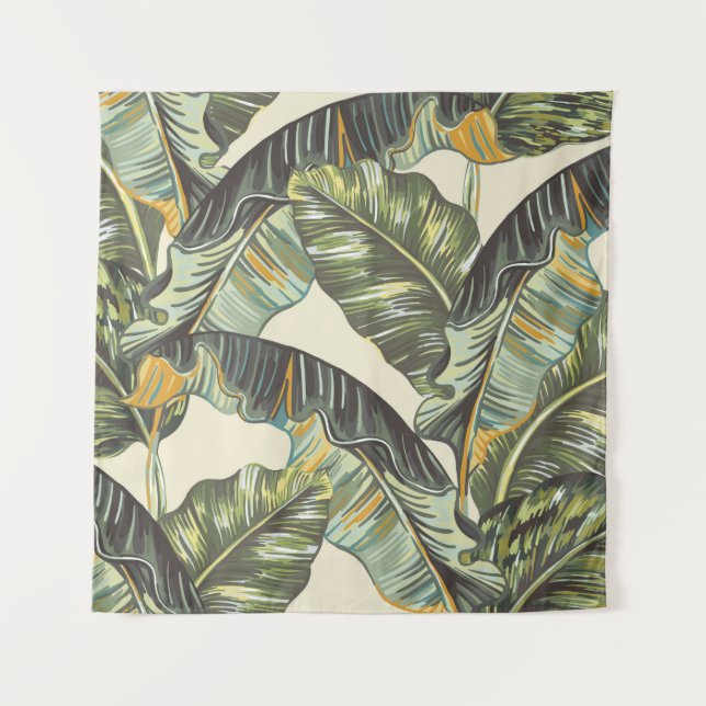 Tapete De Parede Folhas tropicais de palmeira, folha sem soldadura (Frente)